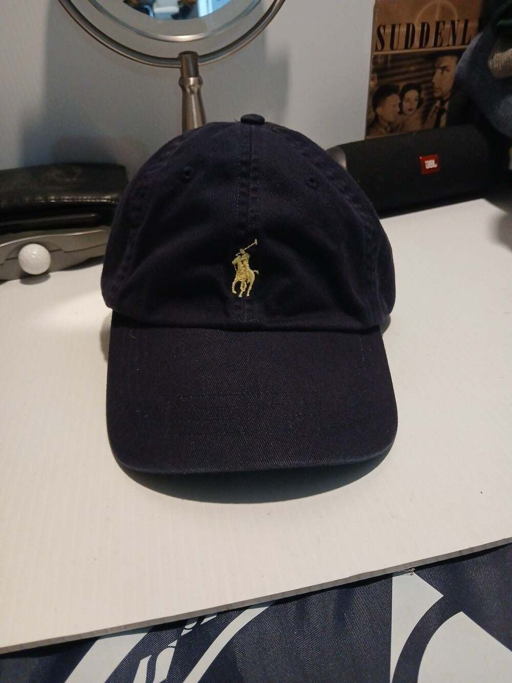 Polo Ralph Lauren Cotton Chino Ball Cap Navy Blue Gold Logo Strapback